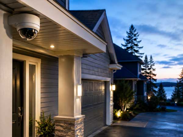 Security camera protecting a family home