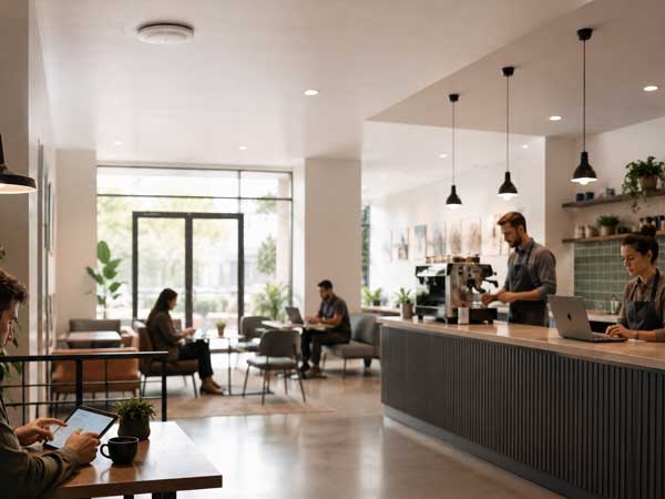 Business network with separated staff and guest Wi-Fi